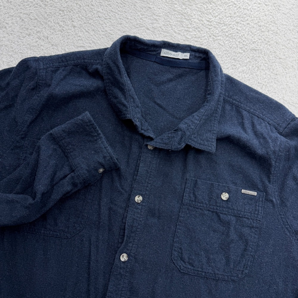 Gramicci Mens XXL Navy Blue Brushed Cotton Flannel Long Sleeve Button Down Shirt